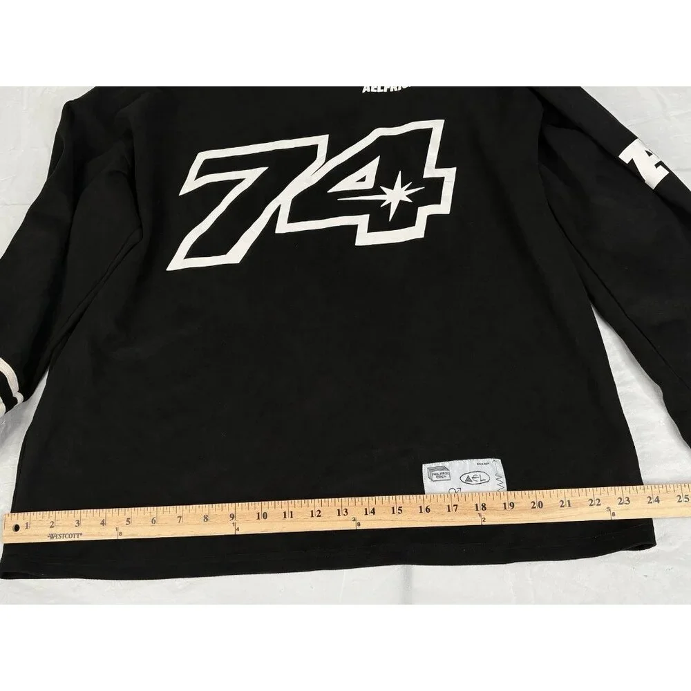 Aelfric Eden Oversized Lettered 74 Sweatshirt Men’s M Black Crewneck Pullover - Picture 10 of 13